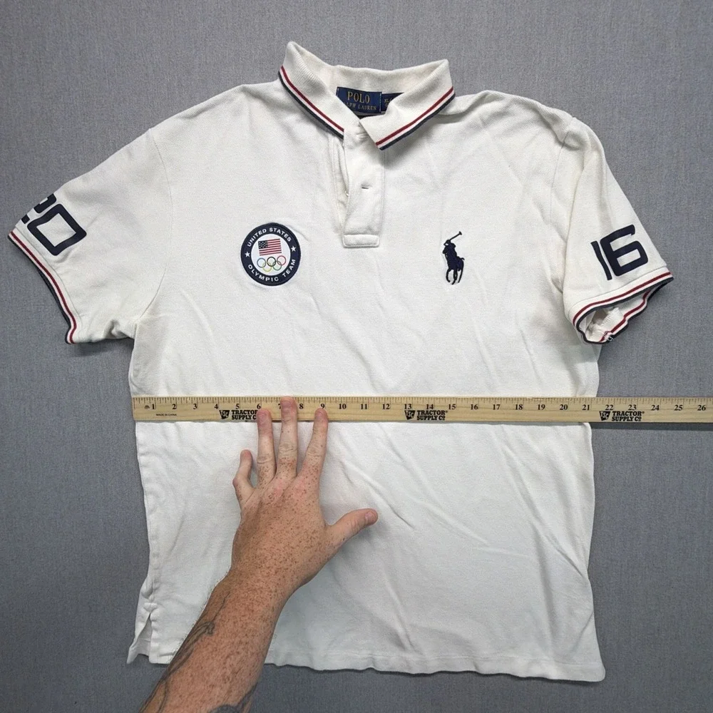 Ralph Lauren Polo Shirt Mens XL White USA Olympics 2016 Big Pony Short Sleeve